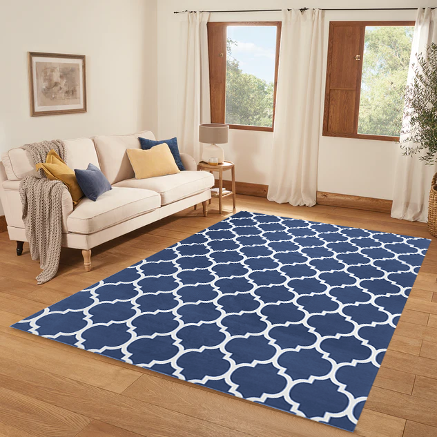 Navy Geometric Rug