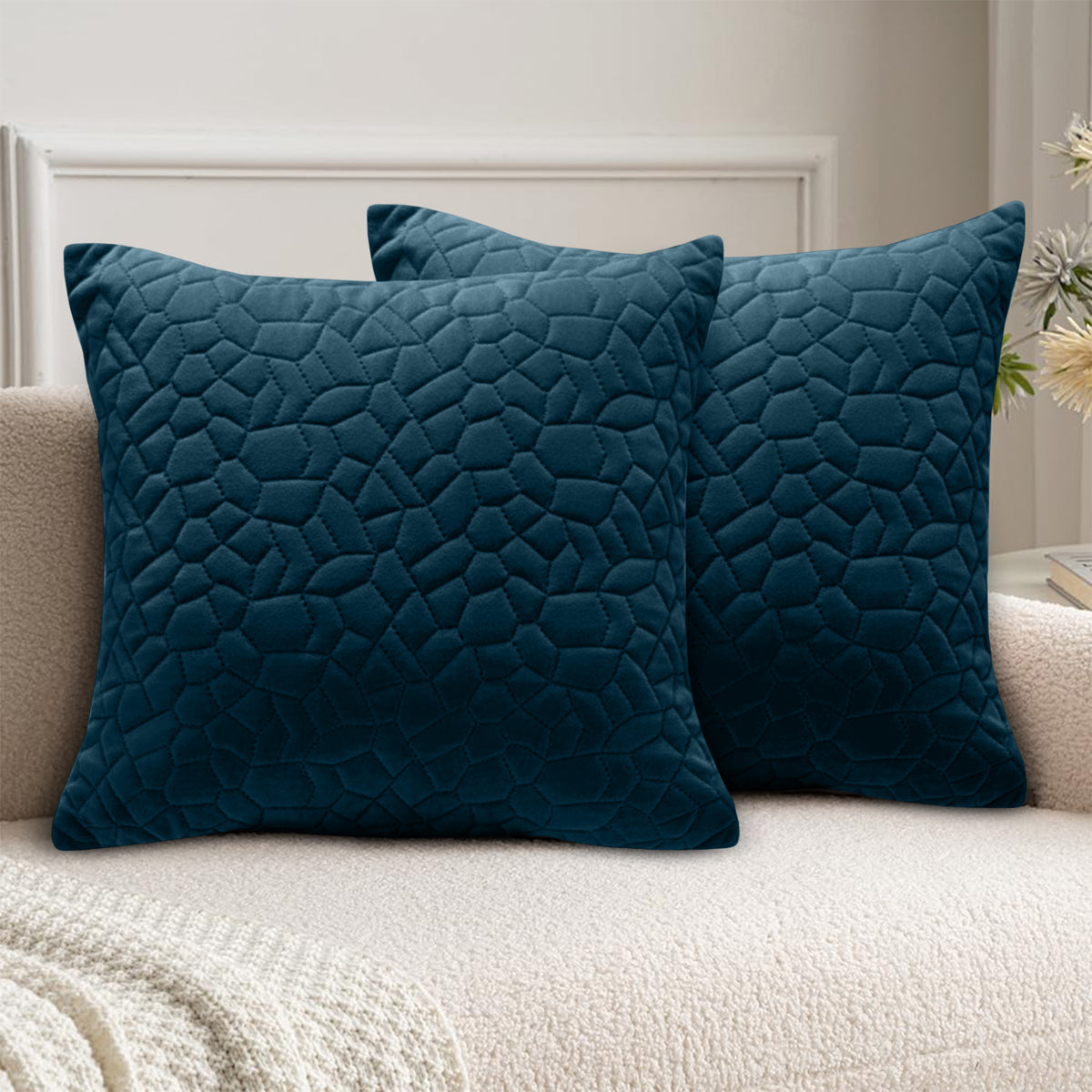 18x18 Pack Of 2 Velvet Cushion Cover Pebbles Pattern