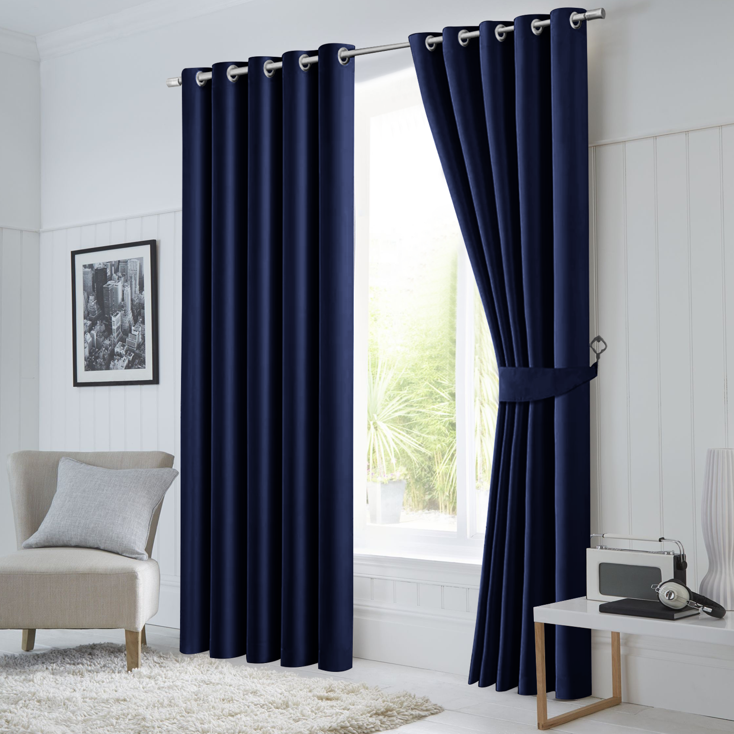 Navy Blackout Curtains Eyelet