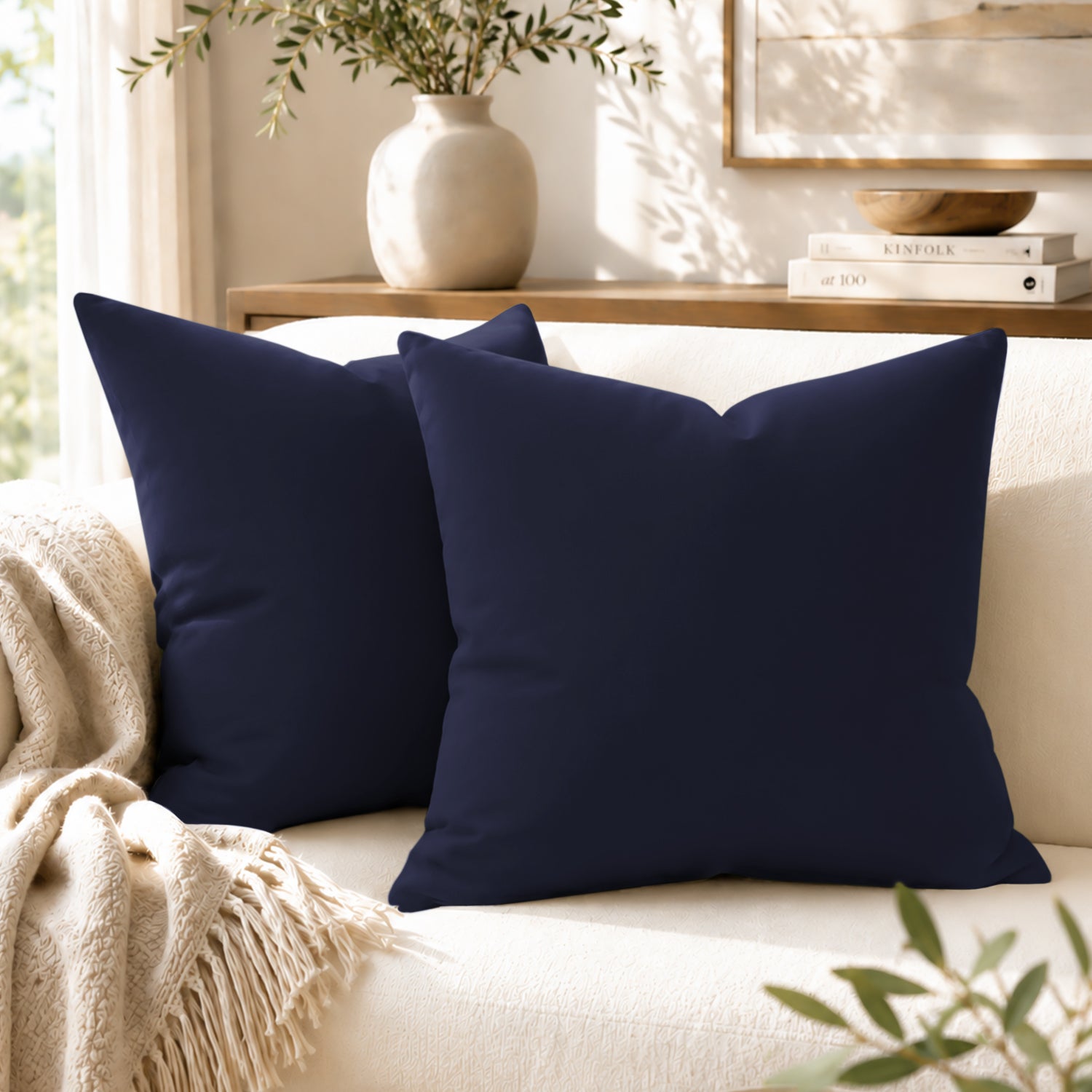 Pair Of Soft Microfibre Plain Cushion Covers for Sofa, Bed & Living Room