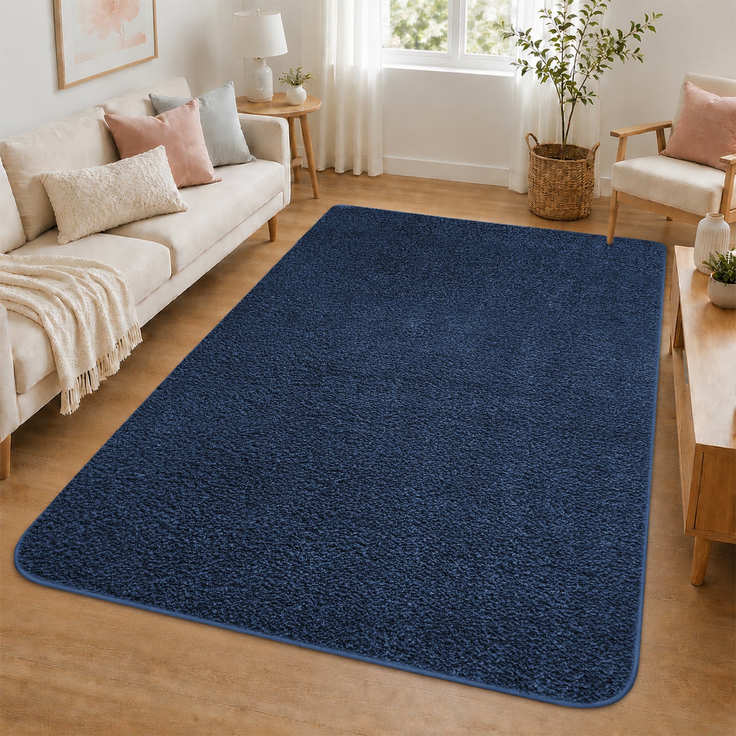 Fluffy Large Area Rug - Low Pile & Thick Pashmina Style