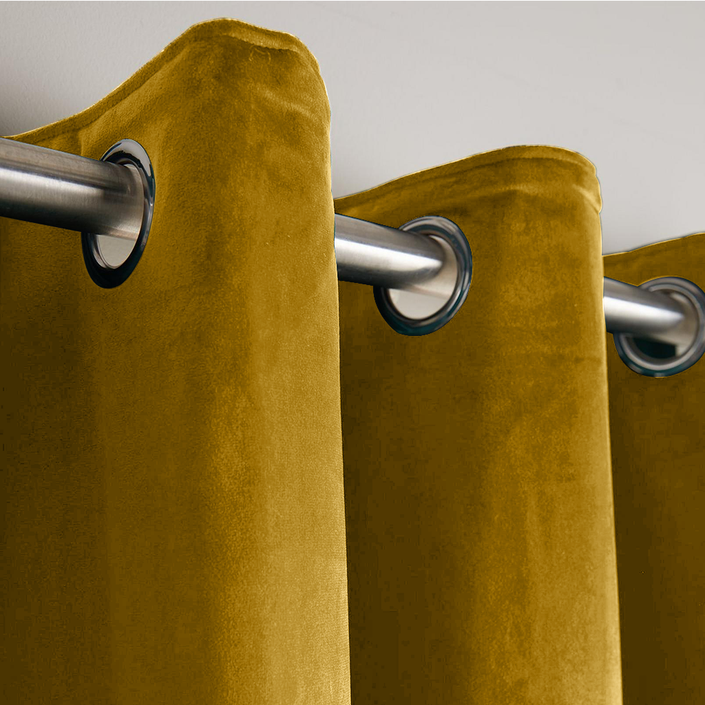 Crushed Velvet Curtains | Ocher Eyelet Curtain | Imperial Rooms