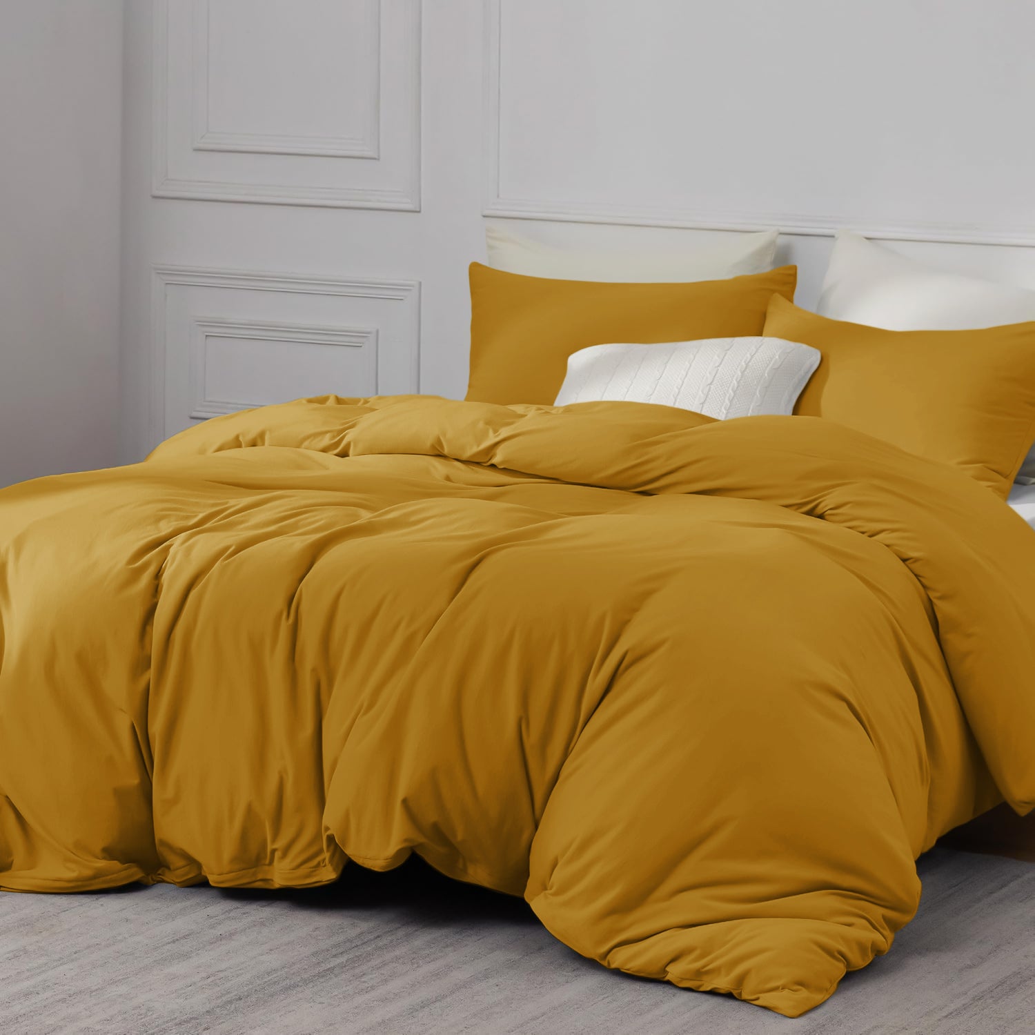 Ochre Bedding With Matching Pillowcase Pair