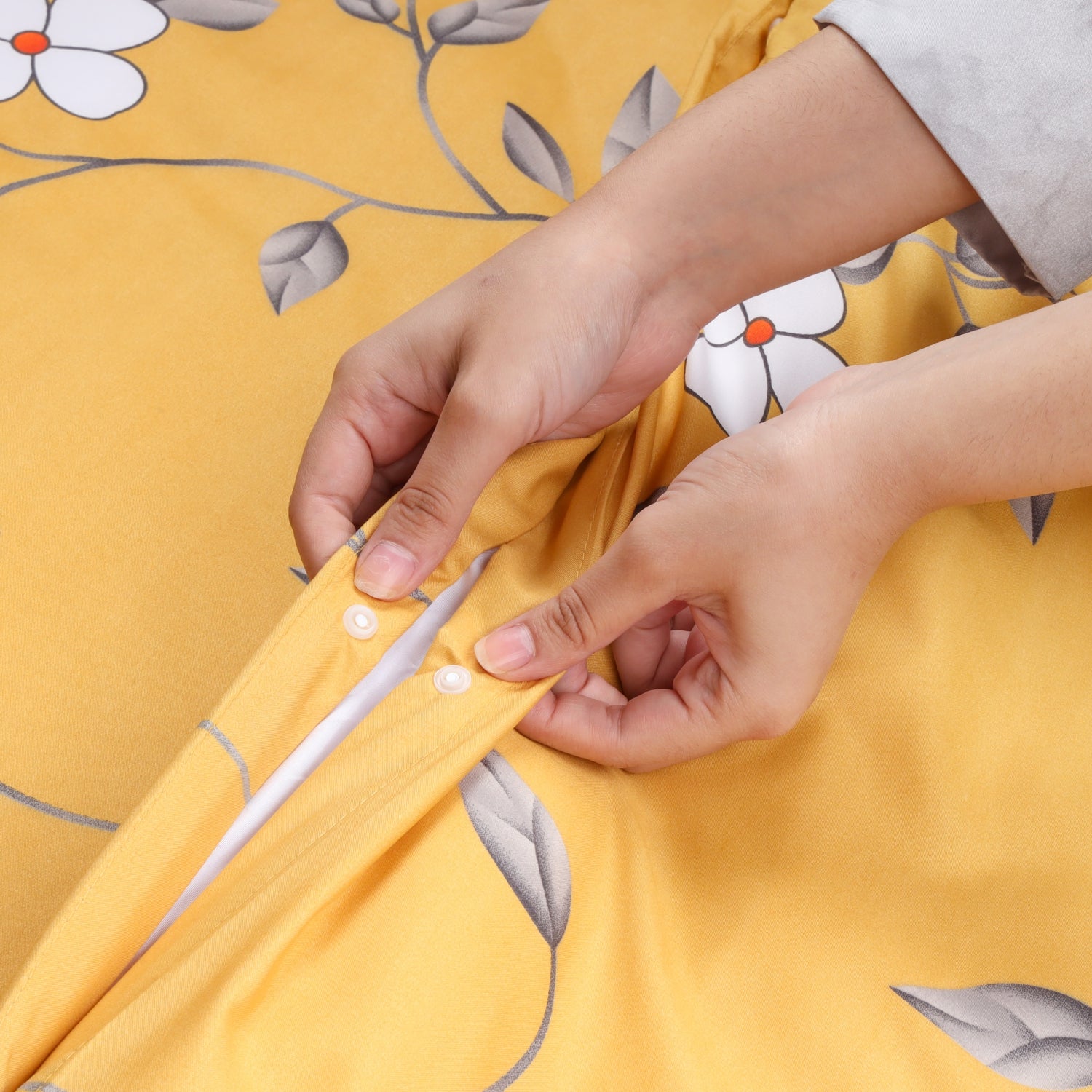 Ochre Flower Duvet Cove