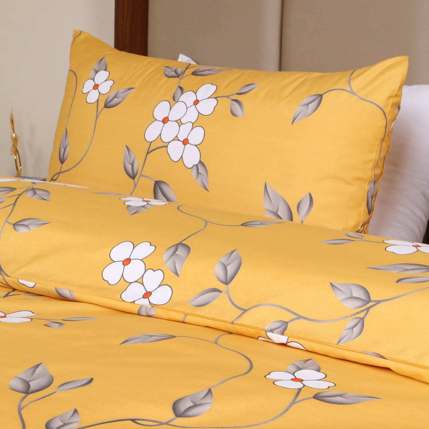 Ochre Flower Duvet Cove