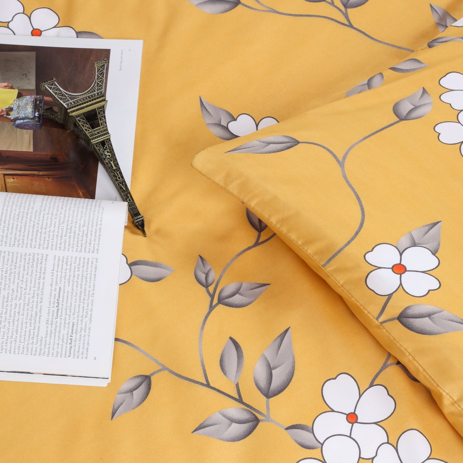 Ochre Flower Duvet Cove