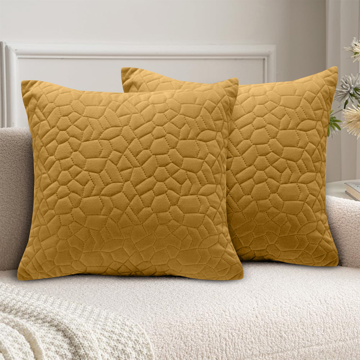 18x18 Pack Of 2 Velvet Cushion Cover Pebbles Pattern