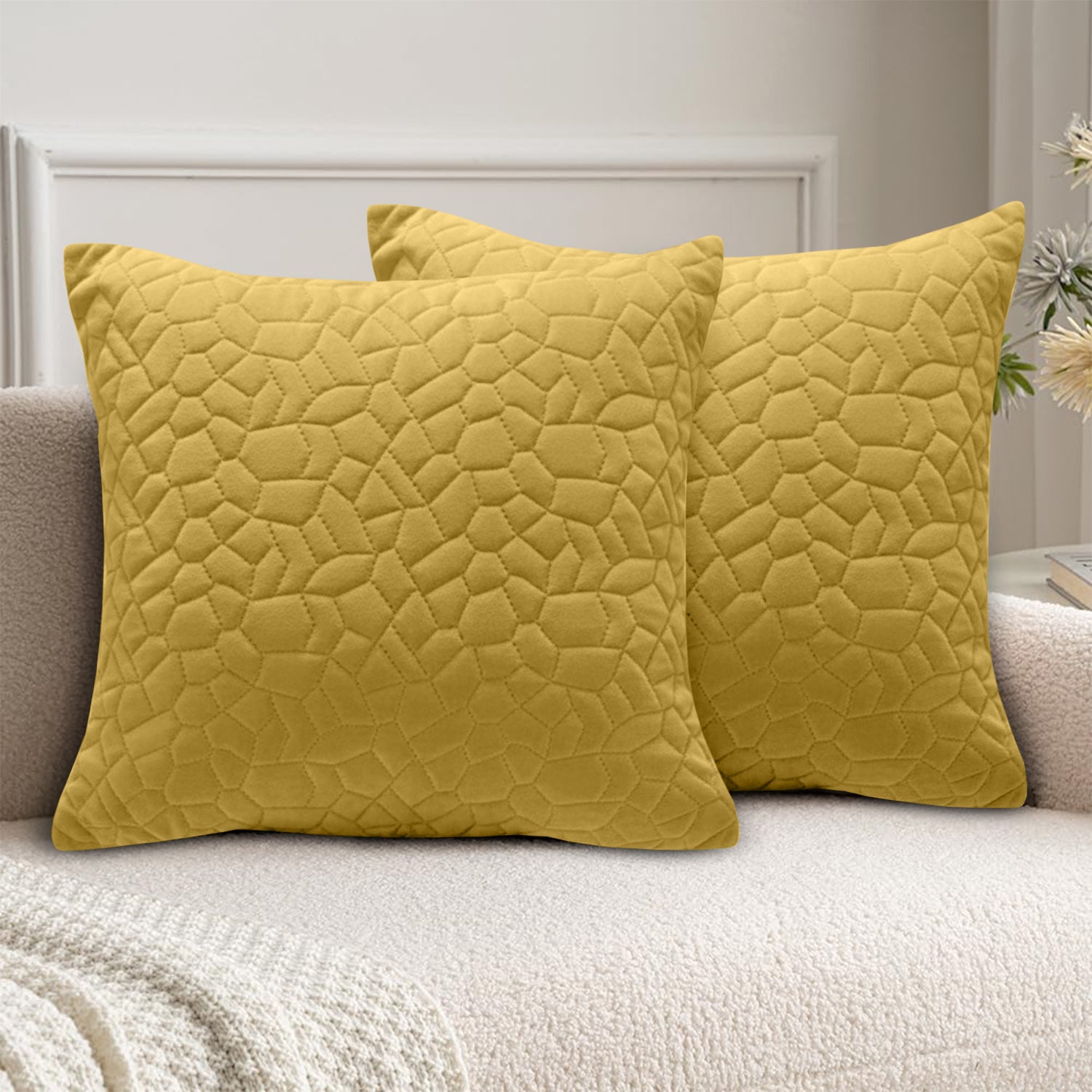 18x18 Pack Of 2 Velvet Cushion Cover Pebbles Pattern