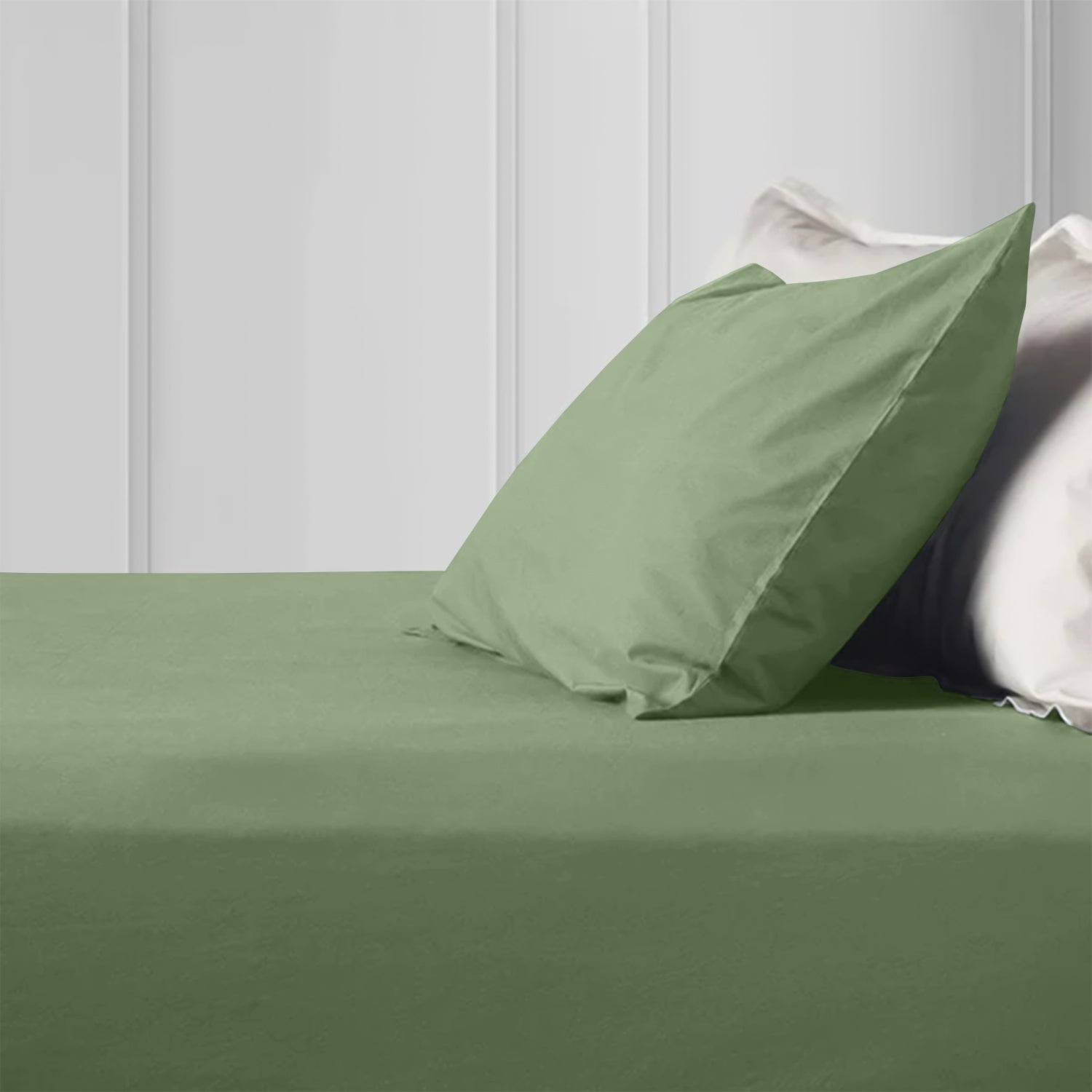 Olive Green Pillowcases Plain Dye Pair