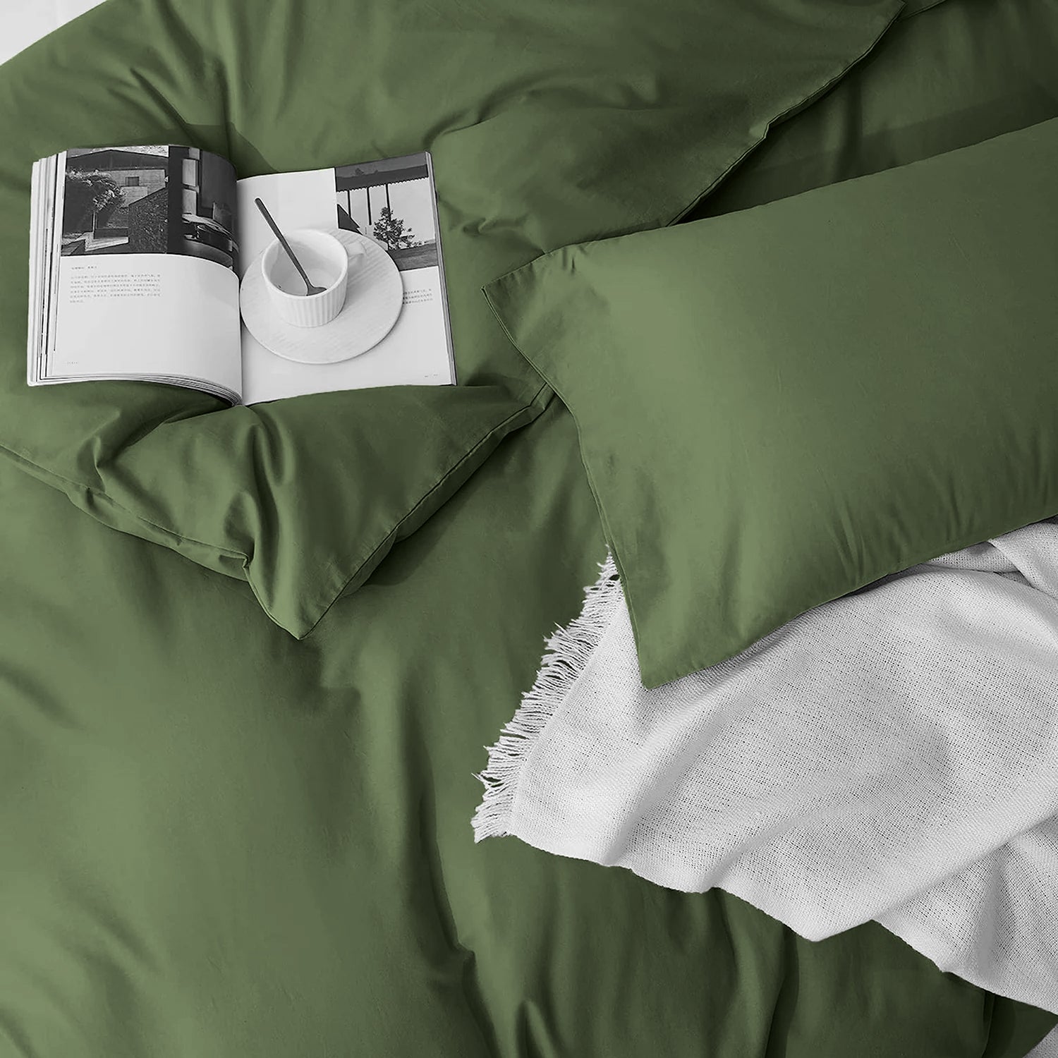 4 Piece Plain Bedding Set Duvet Cover, Pillowcases & Fitted Sheet