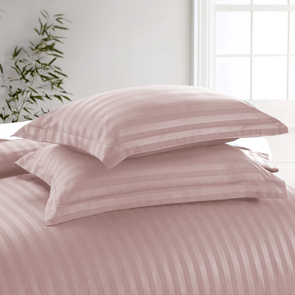 Peach Stripe Duvet Cover Set