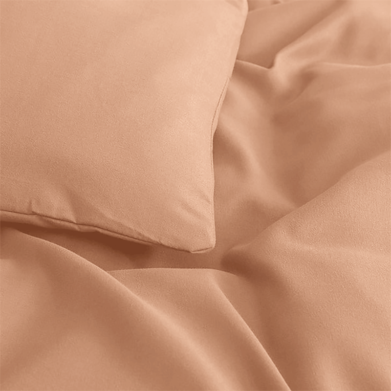 Peach Duvet Cover Bedding Set Plain Dyed