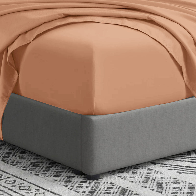 Peach Bed Sheets Plain 25cm Deep Fitted Sheets