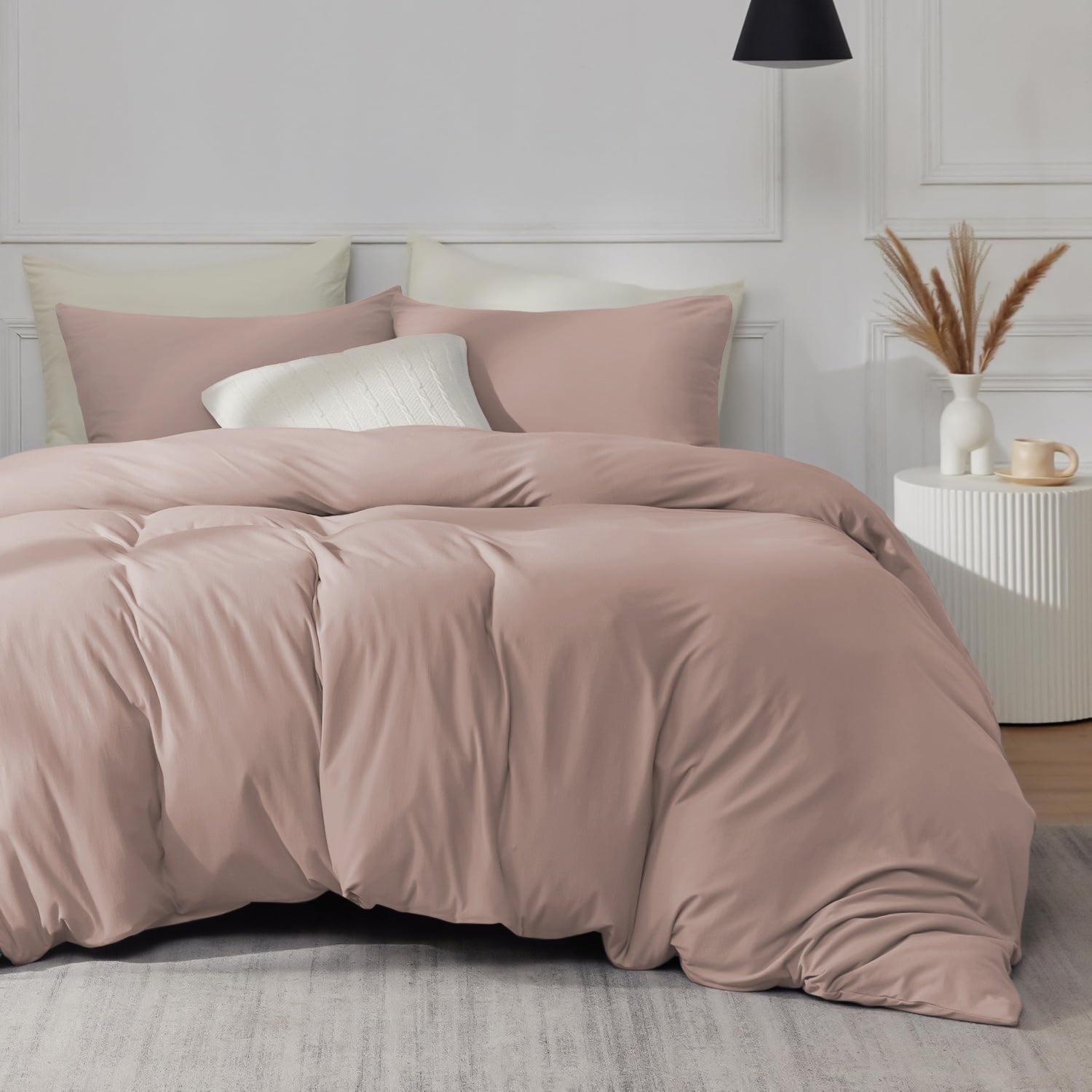 Solid Colour Peach Bedding with Pillowcases