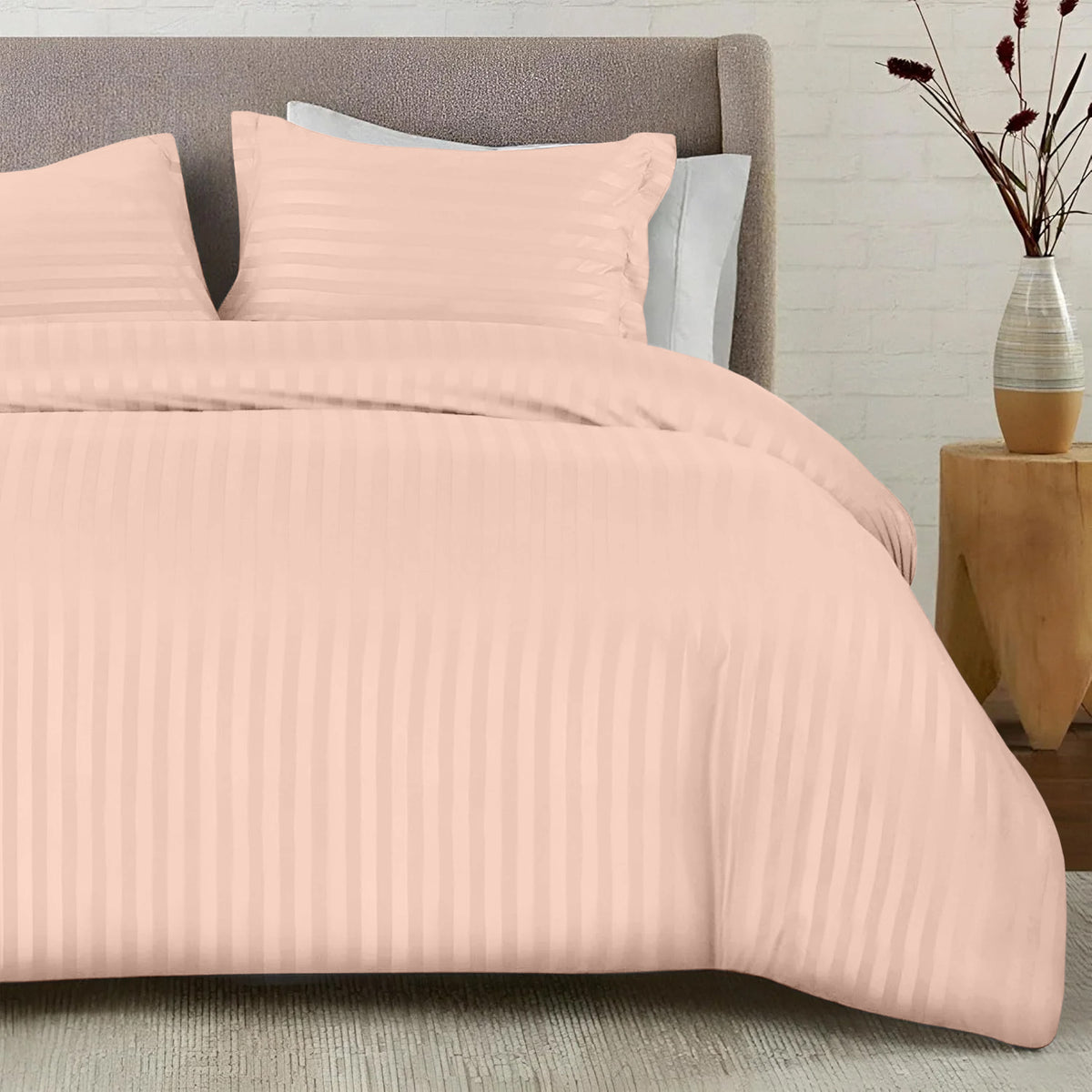 4 Piece Striped Duvet Cover Complete Bedding Set