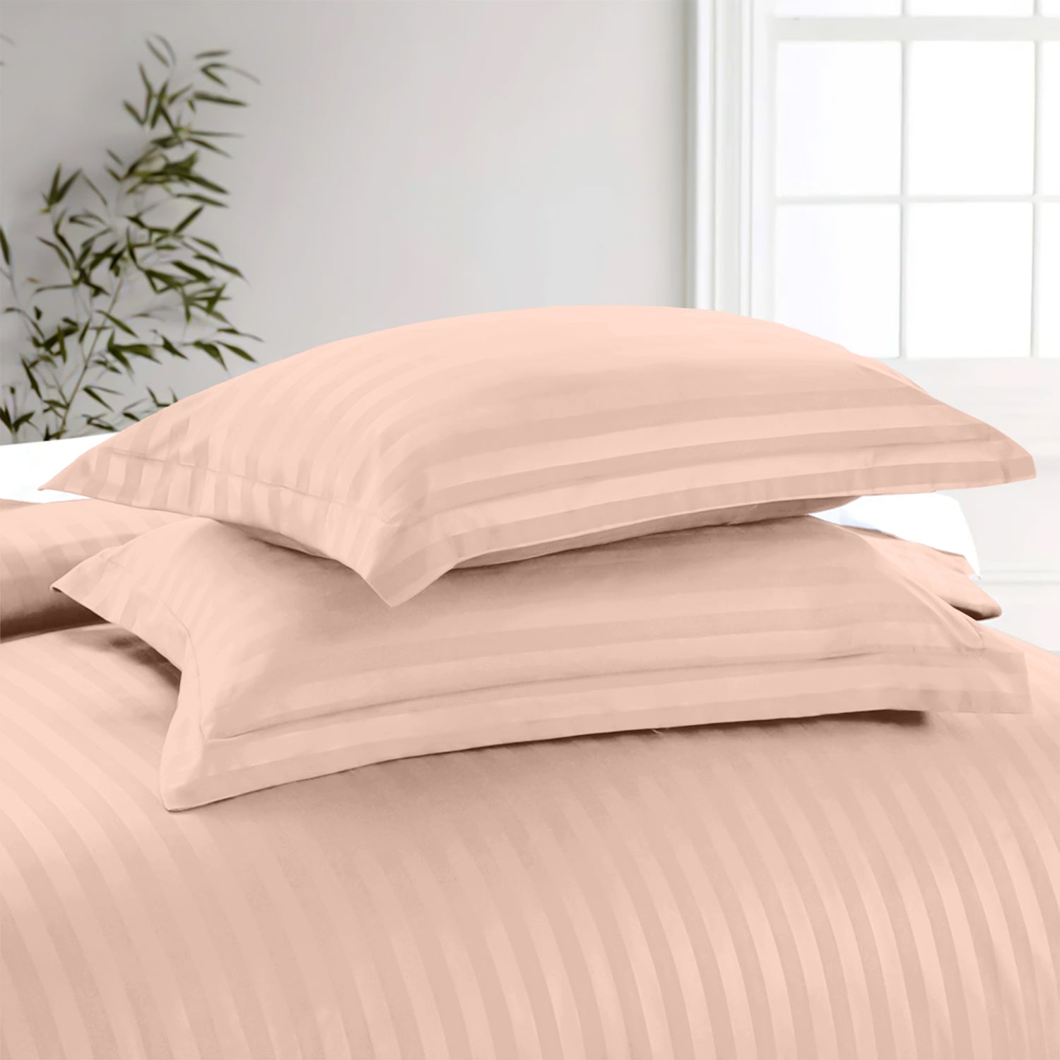 Peach Stripe Duvet Cover Set