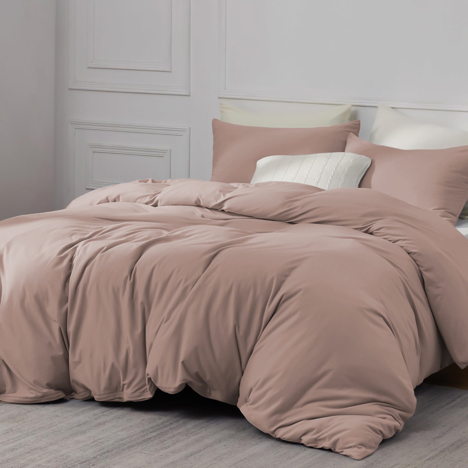 Solid Colour Peach Bedding with Pillowcases