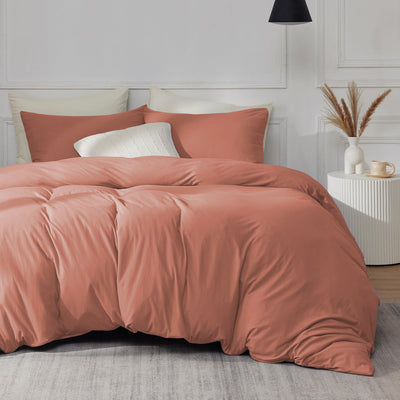 Solid Colour Peach Bedding with Pillowcases