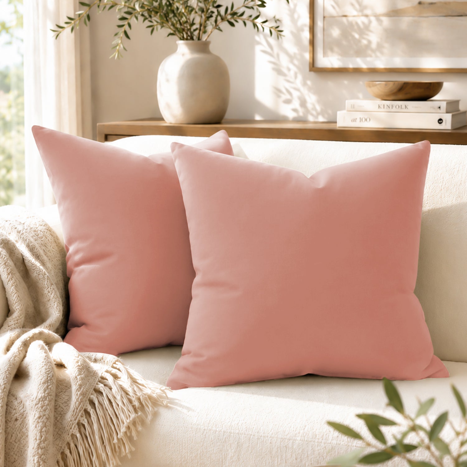 Pair Of Soft Microfibre Plain Cushion Covers for Sofa, Bed & Living Room