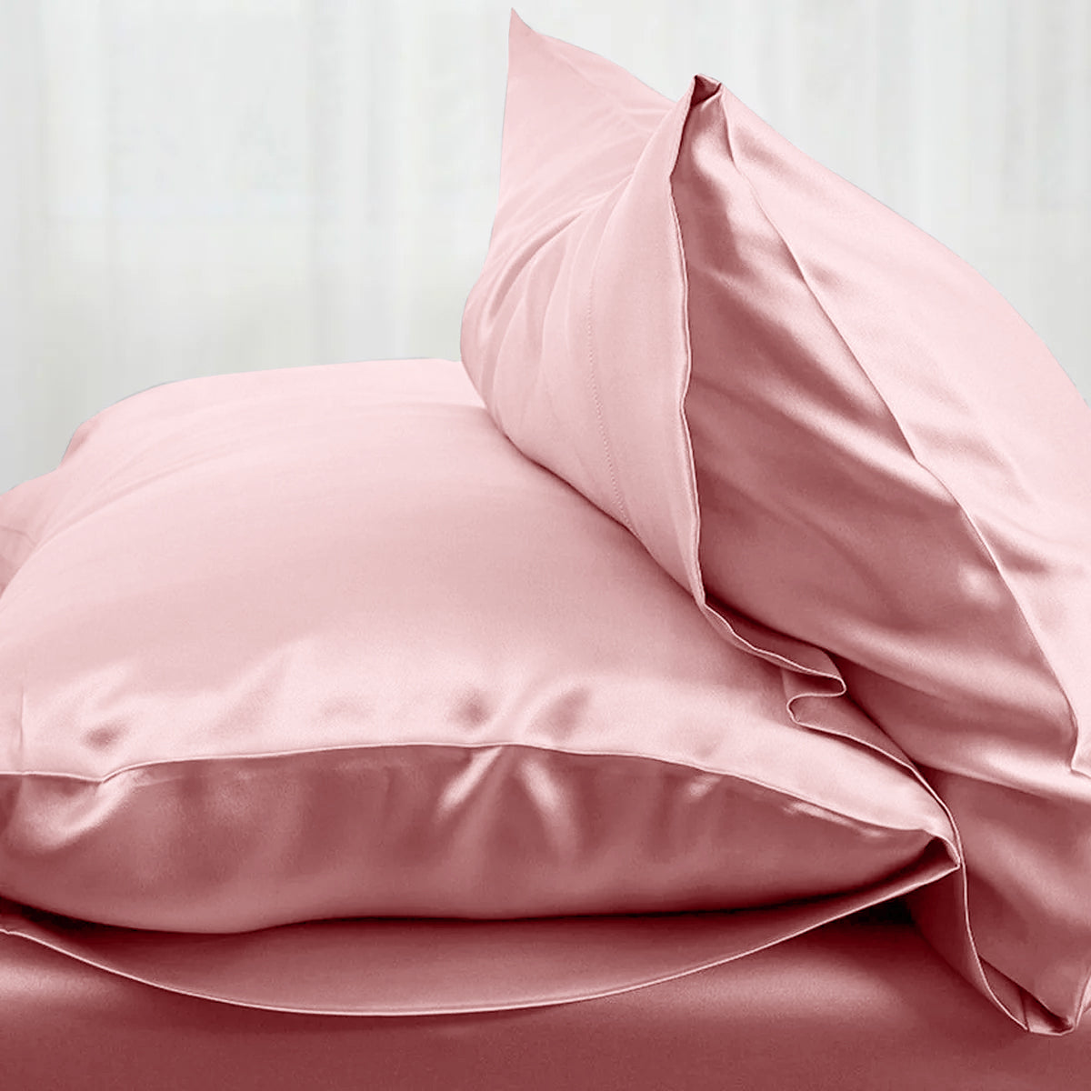 Pink satin silk pillowcases