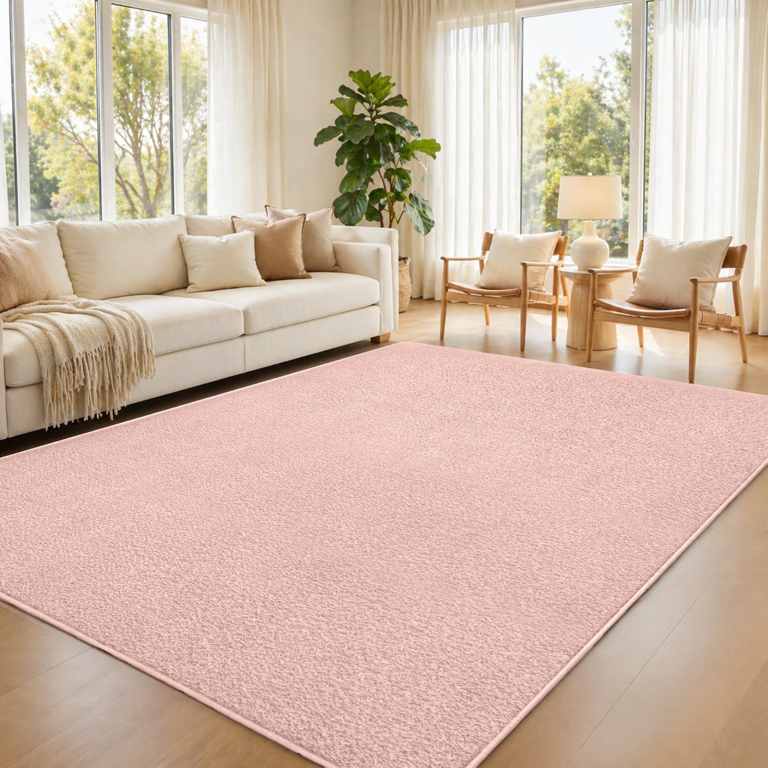 Fluffy Large Area Rug - Low Pile & Thick Pashmina Style
