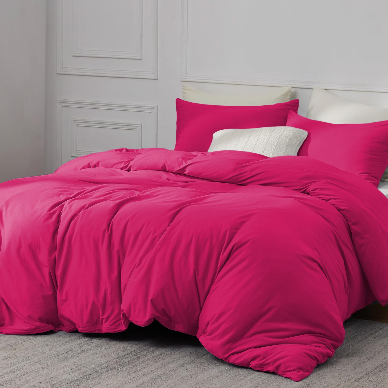 Plain Dyed  Duvet Cover Pink Bedding Set