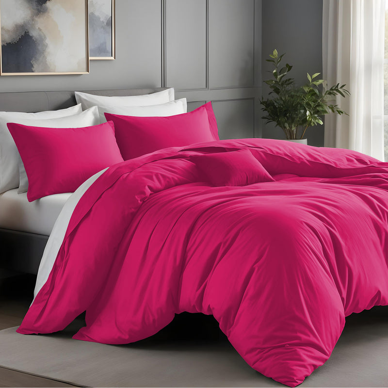 Plain Dyed  Duvet Cover Pink Bedding Set