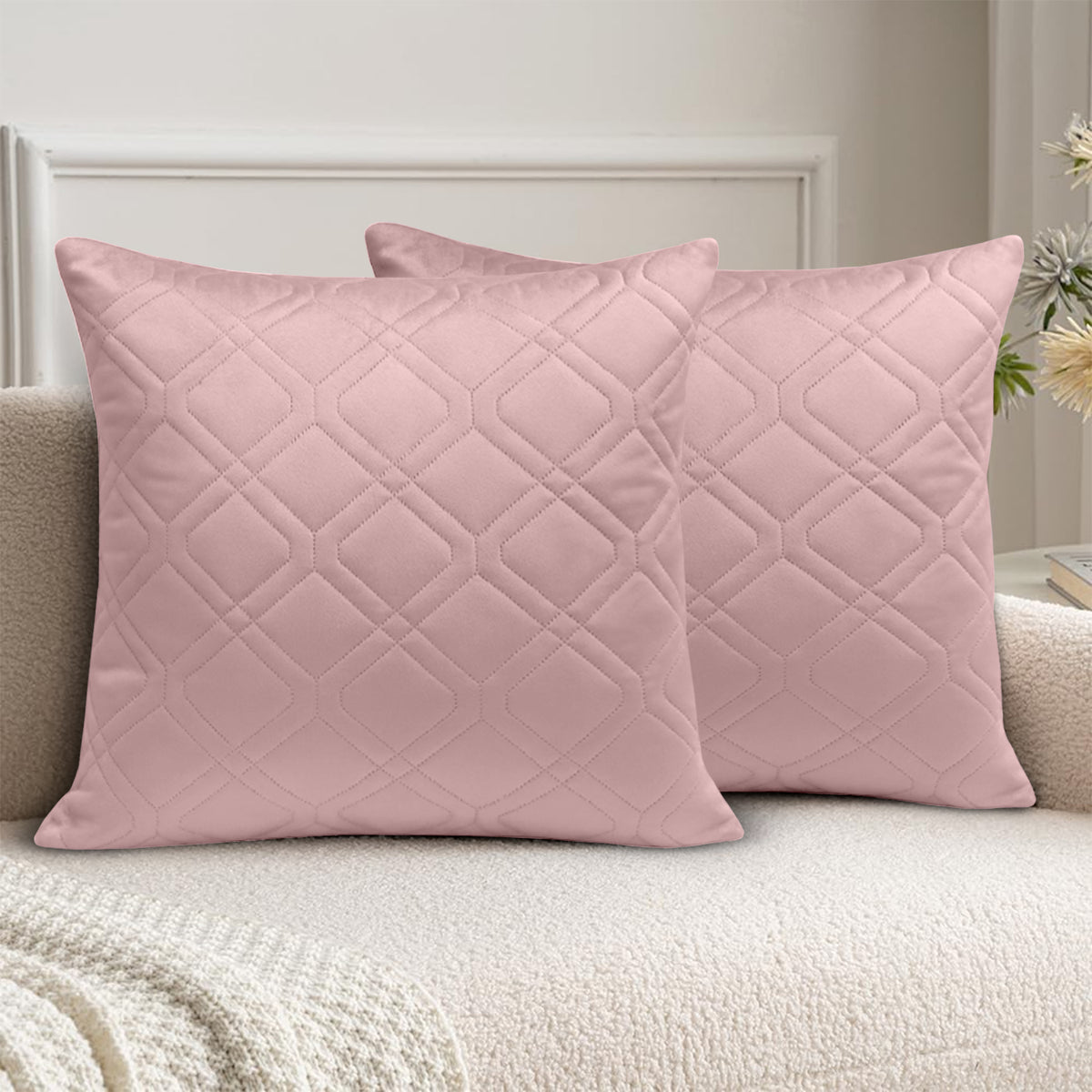 Pack Of 2 Embossed Velvet Cushion Cover Diamond Pattern