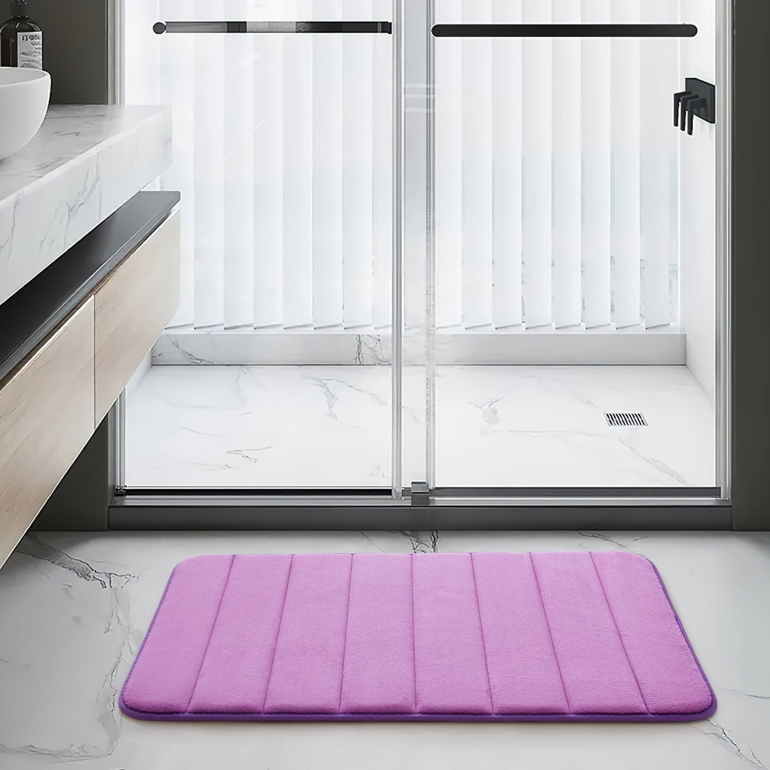 purple bath mat