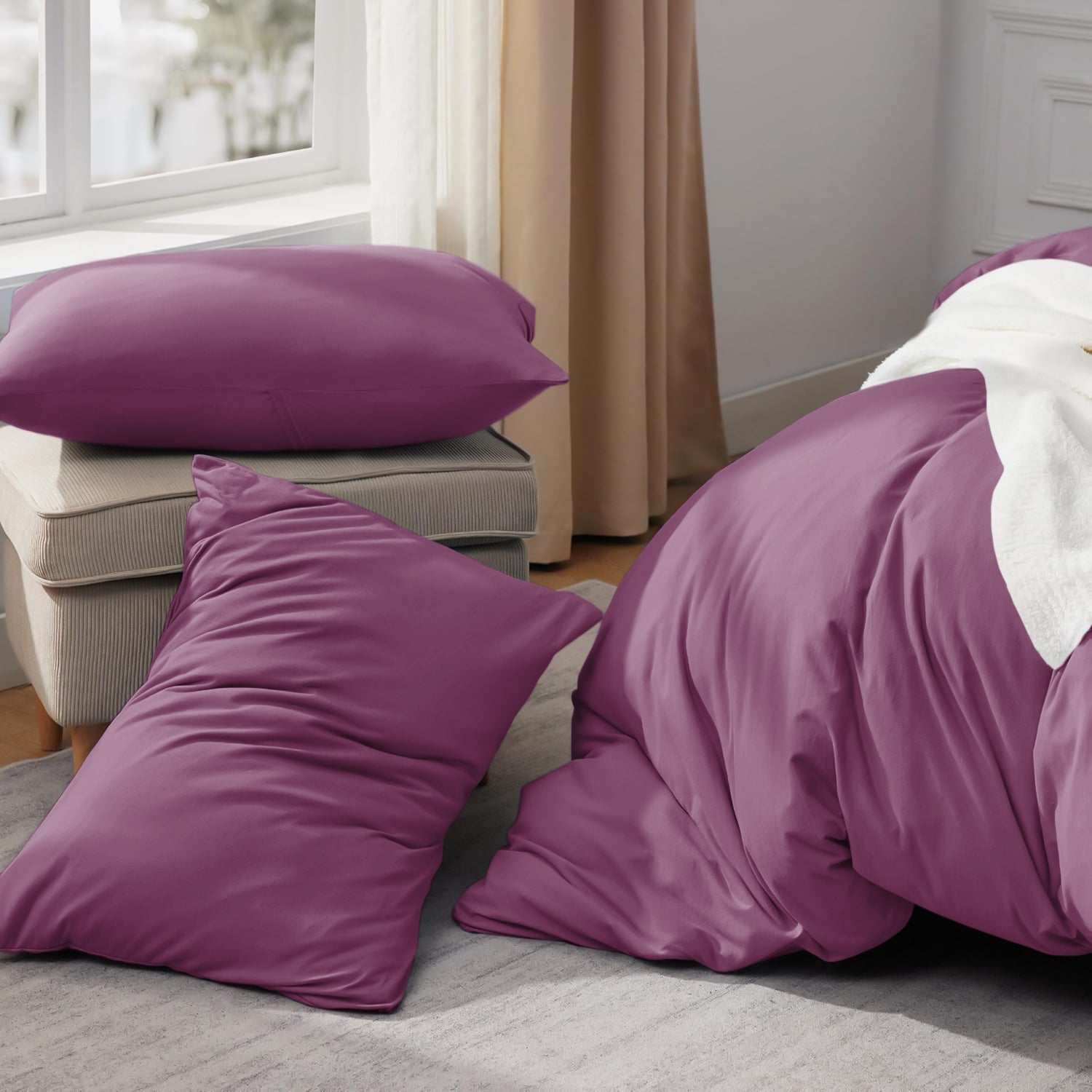 Plain Dyed Purple Duvet Cover & Pillowcases