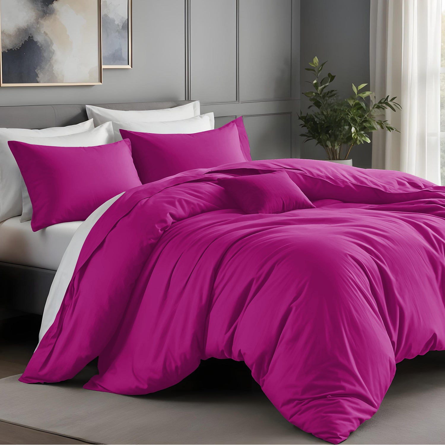 Purple Duvet Cover Bedding Set Plain Dyed