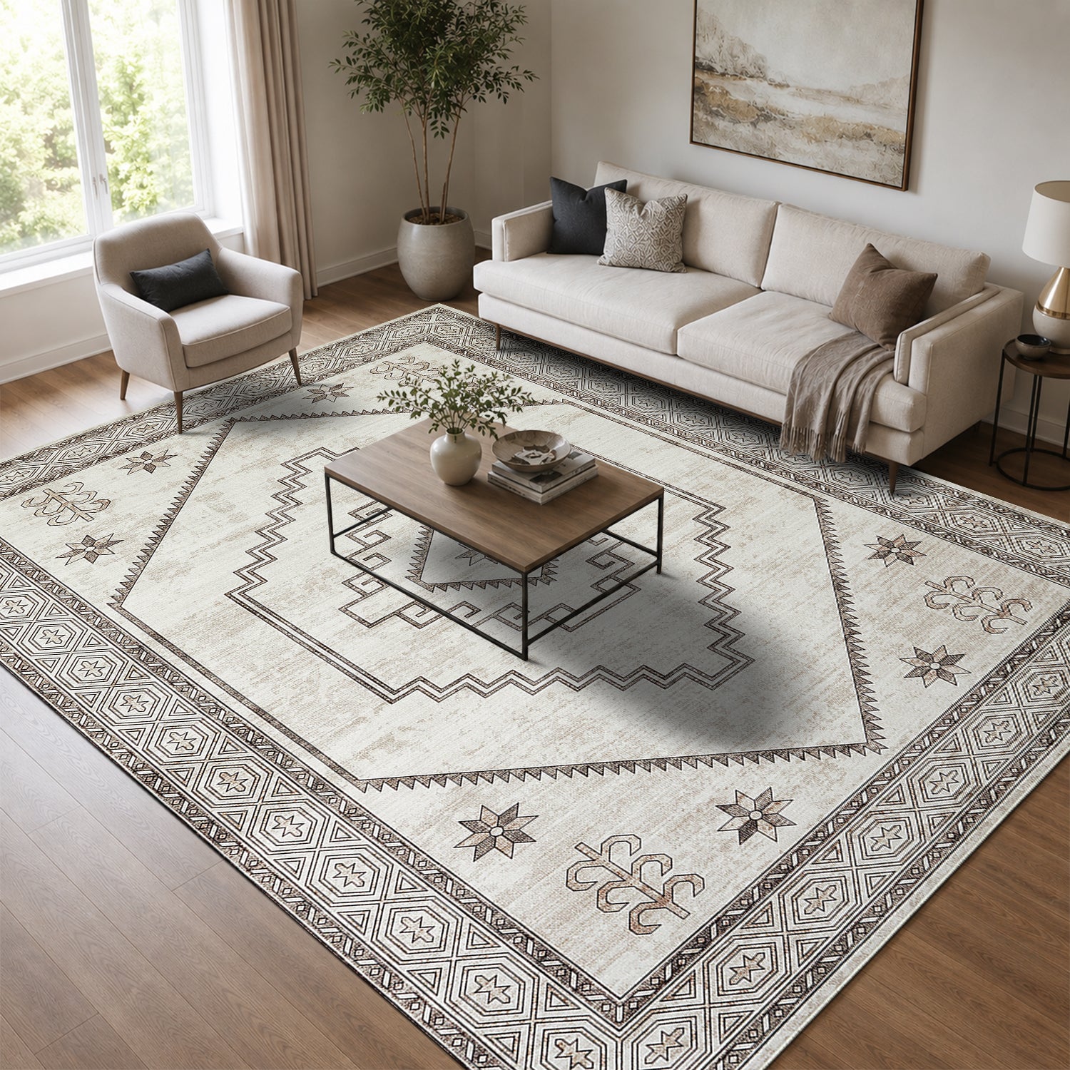 Modern Tribal Rug Perfect for Living & Dining Rooms