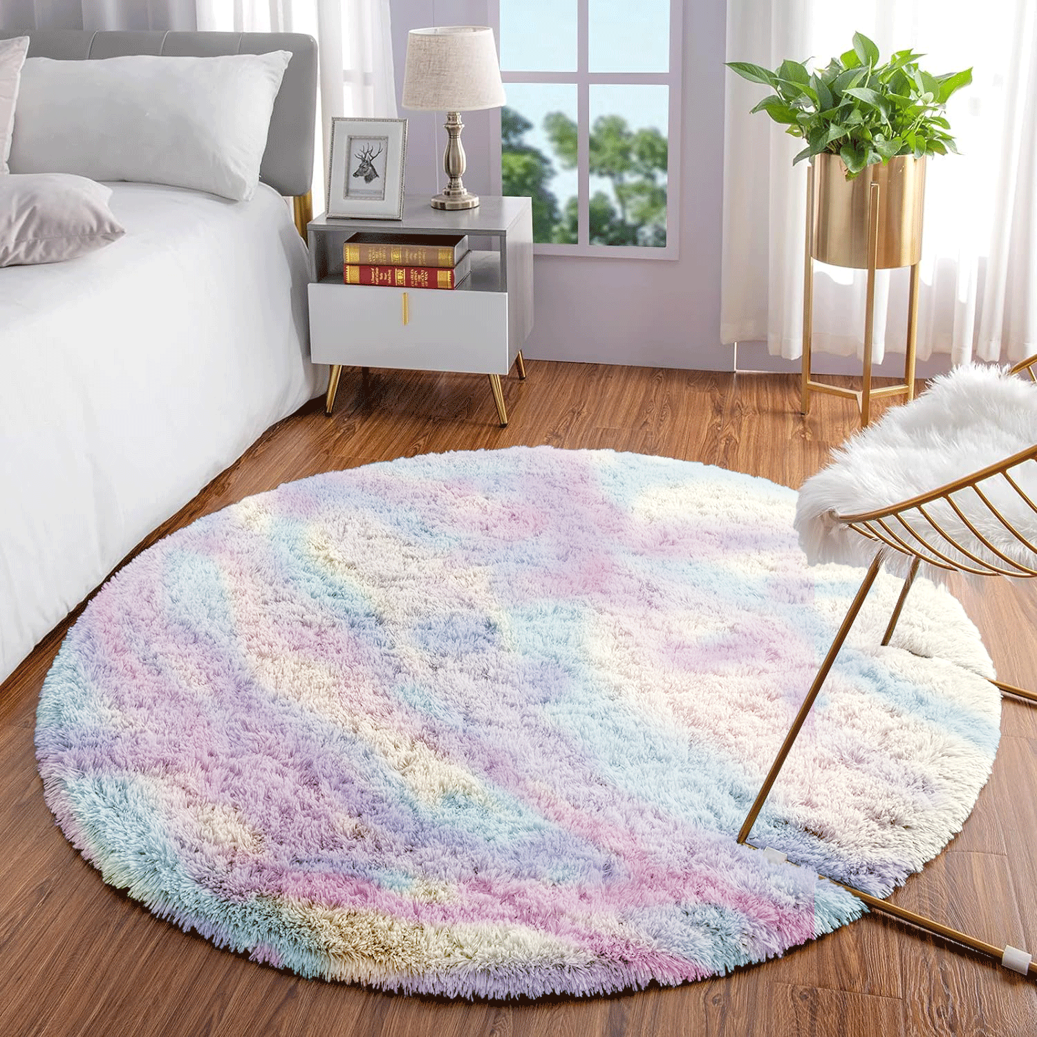 rainbow round rug