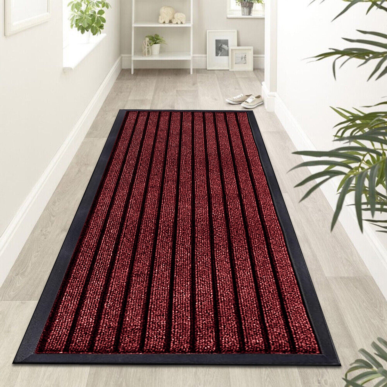 Burgundy Door Mat Non Slip Rubber PVC Dirt Trapper