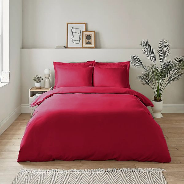 Red Duvet Cover Bedding Set Plain Dyed