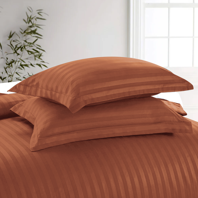 Rust Stripe Duvet Cover Set