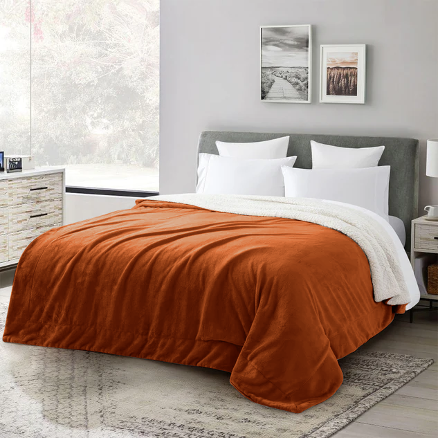 Rust Sherpa Blanket Imperial Rooms