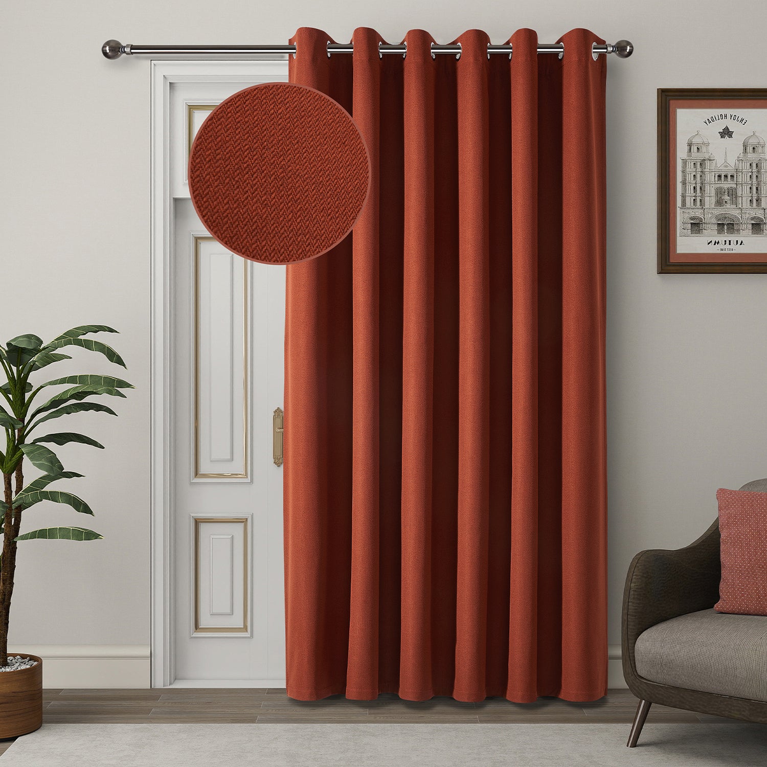 100% Blackout Linen Curtains  Luxury Thermal Eyelet Ready Made