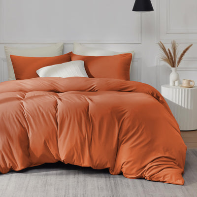 Plain Dye Rust Bedding With Matching Pillowcase Pair