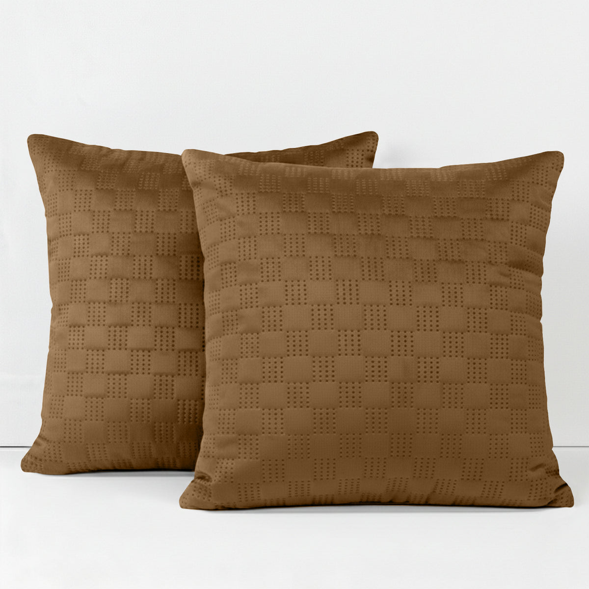 Pack Of 2 Square Velvet Cushion Cover Check Pattern