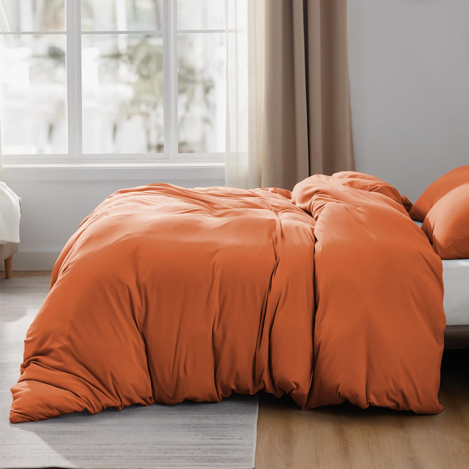 Plain Dye Rust Bedding With Matching Pillowcase Pair