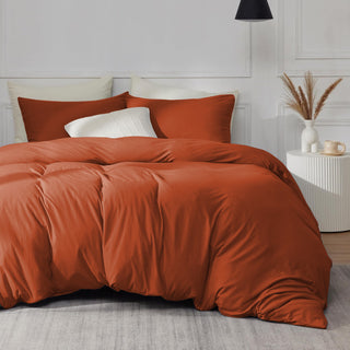 Rust Duvet Cover Bedding Set Plain Dyed