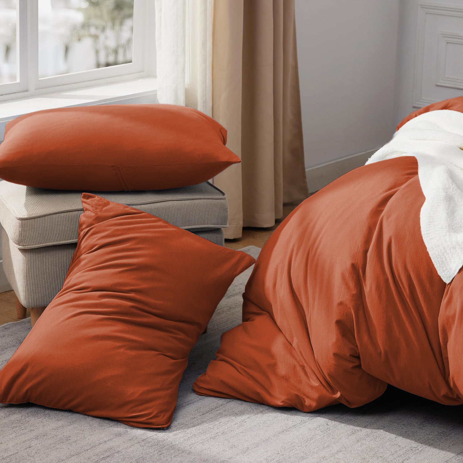 Rust Duvet Cover Bedding Set Plain Dyed