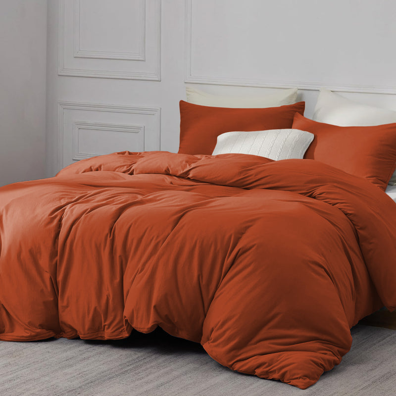 Rust Duvet Cover Bedding Set Plain Dyed