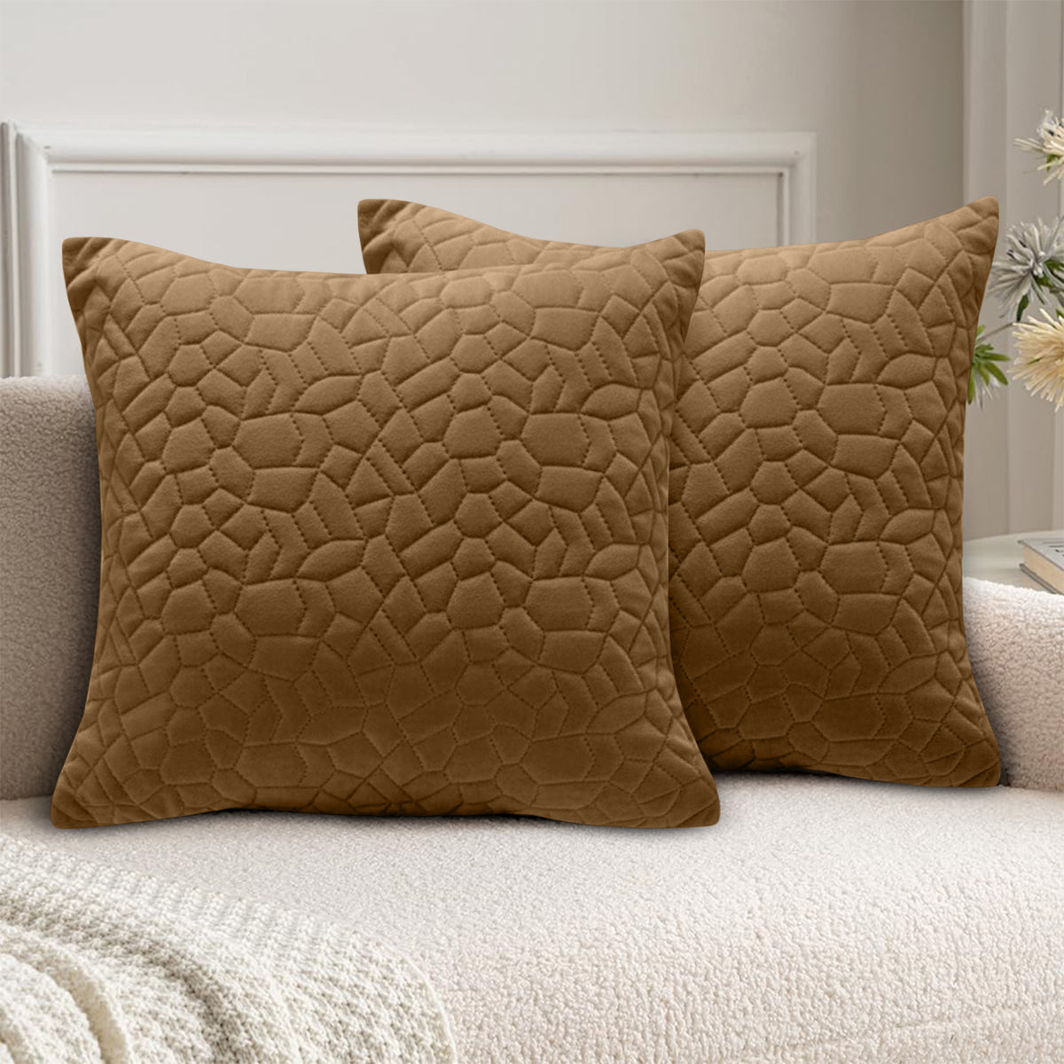 18x18 Pack Of 2 Velvet Cushion Cover Pebbles Pattern