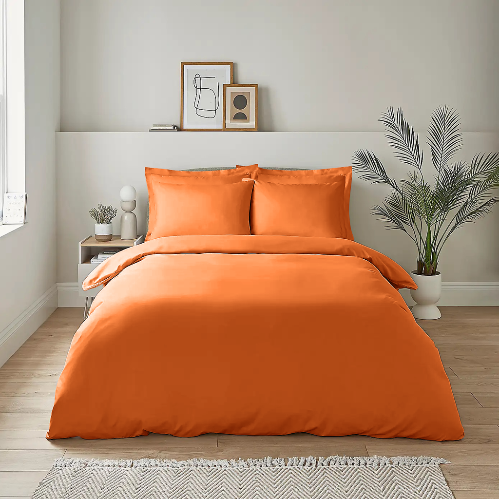 Rust Duvet Cover Bedding Set Plain Dyed