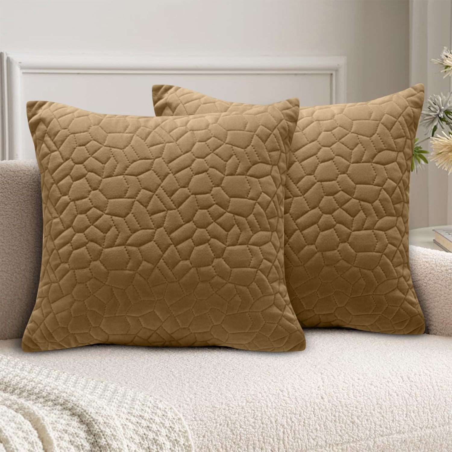 18x18 Pack Of 2 Velvet Cushion Cover Pebbles Pattern