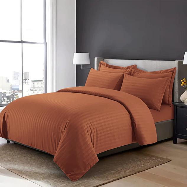 Rust Stripe Duvet Cover Set