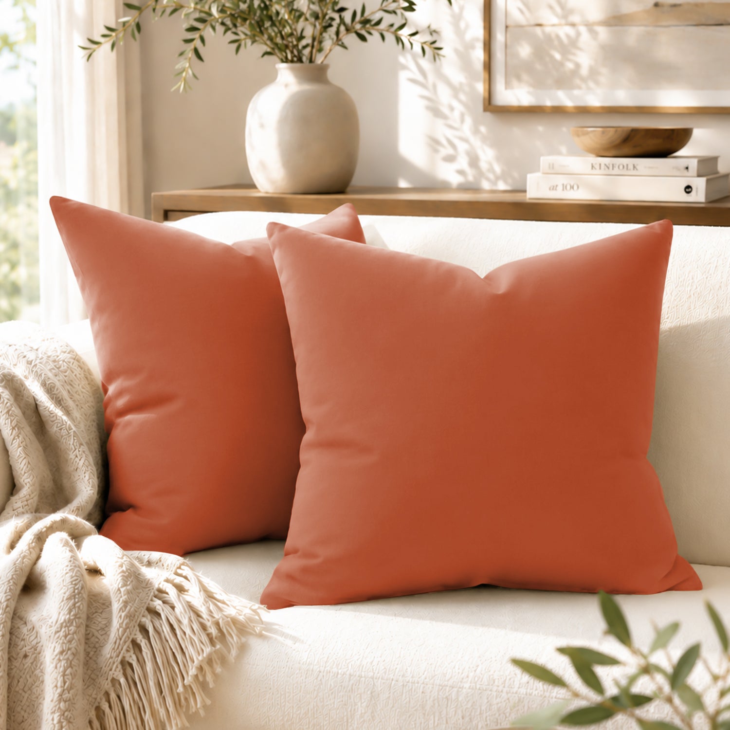 Pair Of Soft Microfibre Plain Cushion Covers for Sofa, Bed & Living Room