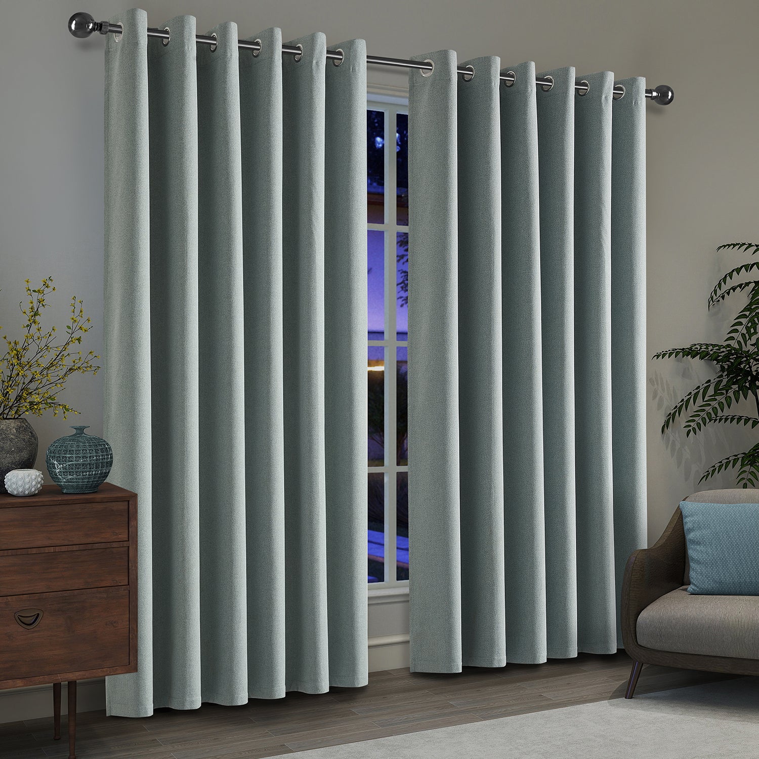 100% Blackout Linen Curtains  Luxury Thermal Eyelet Ready Made